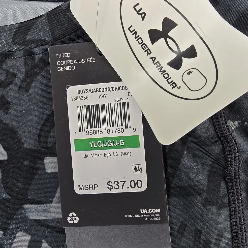 Under Armour Youth Black Graphic Long Sleeve Shirt Large NWT